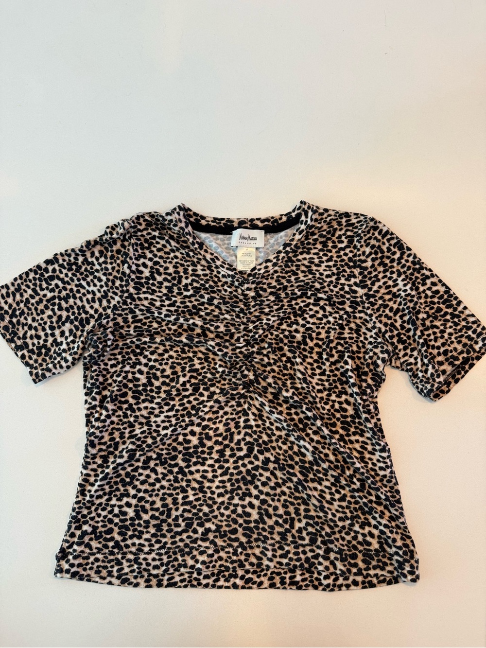 Neiman Marcus Leopard Print Short Sleeve Top